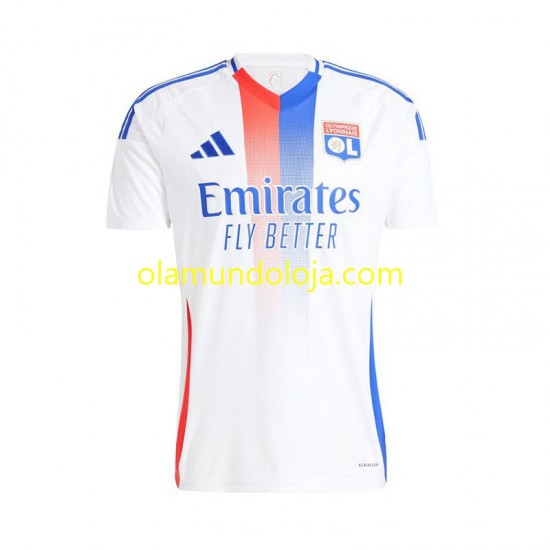 Camisola Olympique Lyonnais Homem Equipamento Primeiro 2024-2025 Manga Curta